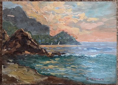 Carlo Perindani(Milano 1899-Capri 1986) - Marina di CapriMisure:cm.9 x 12,5 Marina di Capri firma 