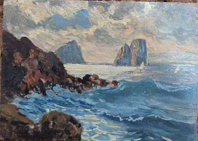 Carlo Perindani(Milano 1899-Capri 1986) - Marina di CapriMisure:cm.9 x 12,5 Marina di Capri Non 