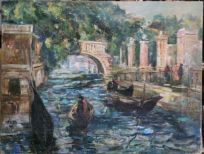 Vincenzo La Bella (Napoli 1872-1954) - VeneziaMisure:cm.54 x 71 Olio su tela Venezia Firma in 