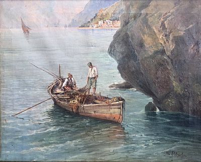Salvatore Petruolo (Catanzaro 1857-Napoli 1946) - Marina di SorrentoMisure:cm.43 x 53 senza 