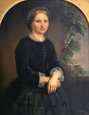 Ritratto di donna - Artista europeo XIX secolo Misure: cm.76 x 98 senza cornice Misure: cm.93 x 