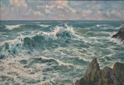 Marina ligure - Giuseppe Caselli ( Luzzara 1893- La Spezia 1976) Misure: cm.70 x 100 senza cornice 