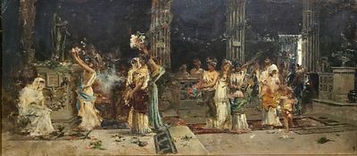 La Divin Dea Flora - Antonio Mar&iacute;a Reyna Manescau (Coin, 1859 - Roma, 1937) Misure: cm.33 x 73 