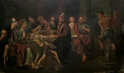 La lavanda dei piedi - La lavanda dei piedi Misure: cm.75 x 130 Senza cornice Olio su tela Lavanda 
