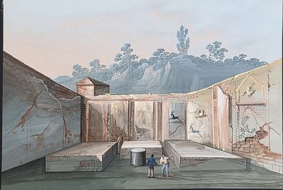 Pompei scavi,Triclinio per il banchetto funebre - Pompei scavi, Triclinio per il banchetto funebre 