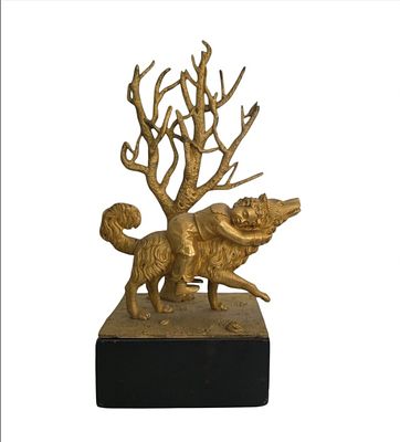 Barry,St.Bernard-Scultura in bronzo dorato - Barry, St.Bernard-Scultura in bronzo dorato Misure: 