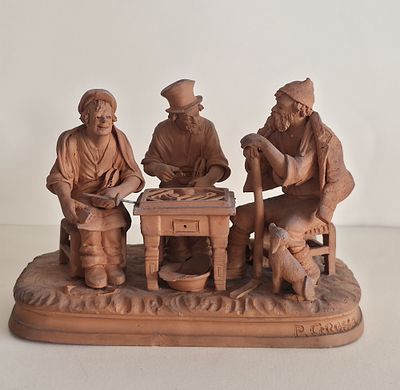 Ciabattini - Ciabattini Misure: cm.10 x 17 x 11h Gruppo scultoreo raffigurante ciabattine in 