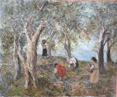 La raccolta - La raccolta Misure: cm.46 x 56 Misure: cm.70 x 80 con cornice Olio su tela La 