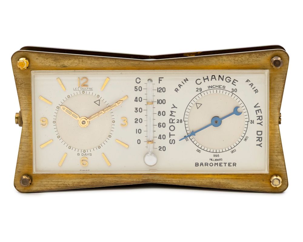 Le Coultre Desk Alarm Clock with Barometer and Thermometer. Le Coultre (Later Known As Jaeger 