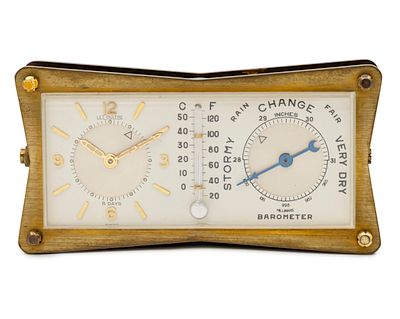 שעון מעורר שולחני Le Coultre עם ברומטר ותרמומטר. 
תוצרת Le Coultre (לימים Jaeger Le Coultre). 
