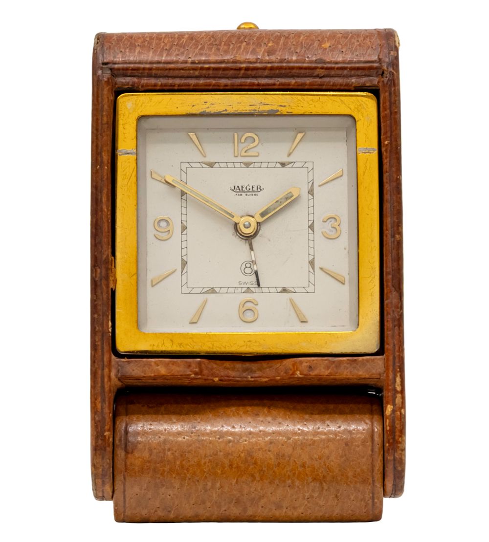 Jaeger Travel Alarm Clock. Jaeger Travel Alarm Clock (later known as Jaeger Le Coultre). 
8 day 