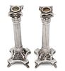Pair of Sterling Silver Candlesticks. 
Marked. 
Height: 20cm. 
256gr.Image - 1