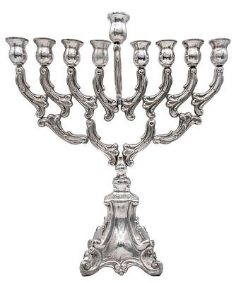 Sterling Silver Hanukkah Lamp Menorah, Judaica. 
Detachable servant light 