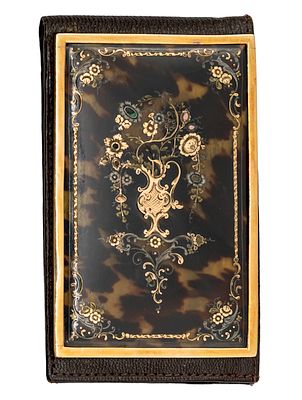 Antique Wallet Set with Gold and Silver. 
14k rose gold frame (monogrammed in one corner). 