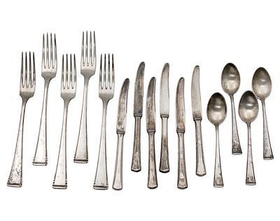 Lot of Silver Flatware. 
Including: 
5 forks, 21cm, marked (900, crescent moon, crown, maker 