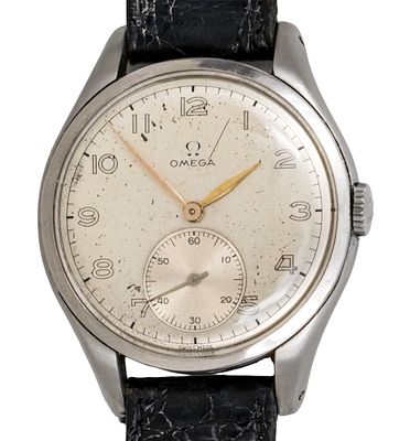 שעון יד Omega Jumbo. 
מנגנון מכני, מצב עבודה. 
רצועת עור. 
38.5מ"מ. 
Cal: 30T2 
Ref: 