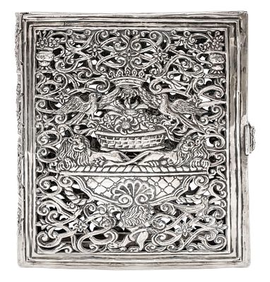 Silver Book Binding, Bamberg, Germany, 18th Century, Judaica. 
Outstanding chased and pierced 