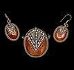 Moshe Ben David for Maskit Sterling Silver Filigree Pair of Earrings and a Pendant Brooch. Image - 1