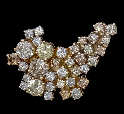 14k Yellow Gold Diamond Brooch. 
36 diamonds in total weight of about 