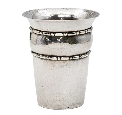 Swiss Silver Cup, Ernest Rothlisberger, 20th Century. 
Hand hammered texture. 
Marked (silver 