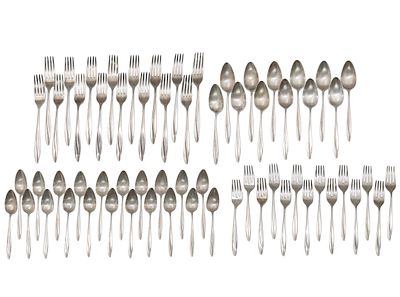 Gorham Sterling Silver, 73pcs, Firelight Pattern Flatware Cutlery Set, USA, 20th Century. Gorham 