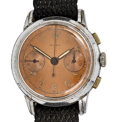 Rima Chronograph Wristwatch. Rima Chronograph Wrist Watch. 
Salomon dial. 
Mechanical movement 