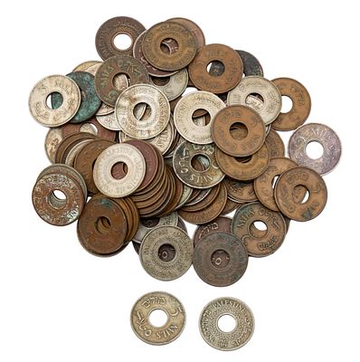 Lot of 77 British Mandate in Palestine 5 Mil Coins. 
Including: 
5 coins 5 Mil 1927. 