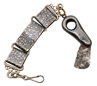 Unusual Antique Silver and Niello Chatelaine Lady Cigar Cutter, Vienna, Austria, Circa 1900. 