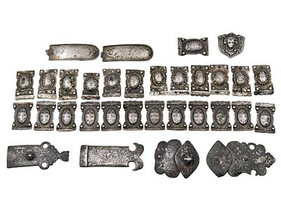 Lot of Silver and Niello Belt Buckles, Caucasian Region. 
Not marked, acid tested for silver 