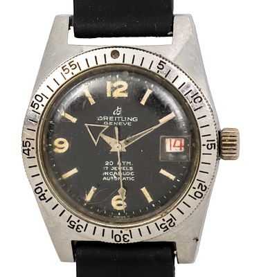 Breitling Skin Diver, Wristwatch, 1960s. 
Automatic movement, working condition. 
Black dial. 