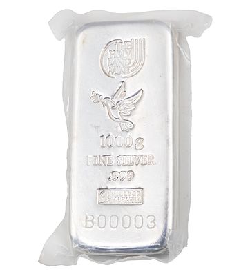 The Holy Land Mint 1 Kilogram Fine Silver Bar. 
Silver 999. 
With certificate. 
1000gr.