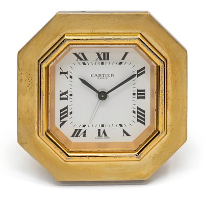 Cartier Table Alarm Clock. 
Octagonal form. 
Mechanical movement, working condition, alarm 