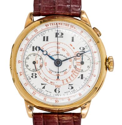 Eberhard & Co Chronograph Mono-Pusher 18k Yellow Gold Wristwatch. Eberhard &amp; Co Chronograph 