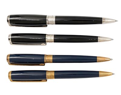 S. T. Dupont - Four Ball Point Pens. S. T. Dupont - Four Roller Pens. 
Including an original S. 