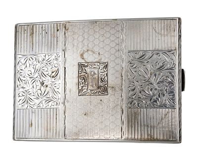 Austro-Hungarian Art Deco Silver Cigarette Case, Circa 1930. 
Engraved ornaments, 