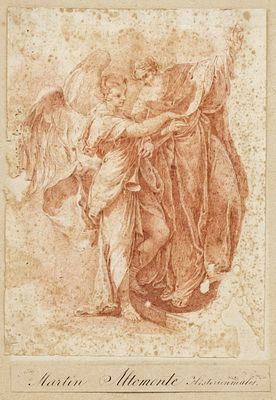 Martino Altomonte (Italian, 1657-1745) - Angel Leading Peter Out of Prison, Red Pencil on Laid 