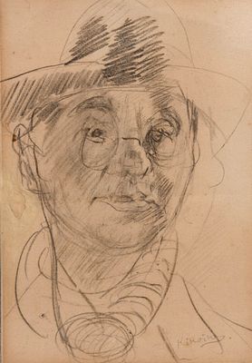 Michel Kikoine (Lithuanian / French, 1892-1968) - Self Portrait, Pencil on Paper. 
Signed. 
