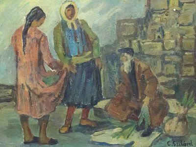 Claire Szilard (1921-2017) - Figures, Oil on Canvas. 
Signed. 
32x42cm.