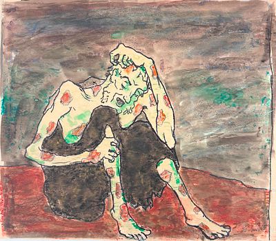 Jakob Steinhardt (1887-1968) - Job, Watercolor on Paper, 1963. 
Signed and dated. 
42x48cm. 