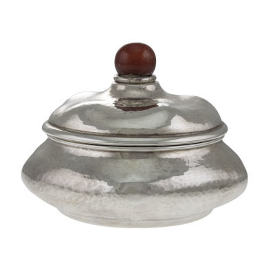 קופסת כסף סטרלינג עם מכסה תוצרת Lazzerini Argenteria. 
קערה ומכסה בעבודת פטיש, ידית עם אמייל 