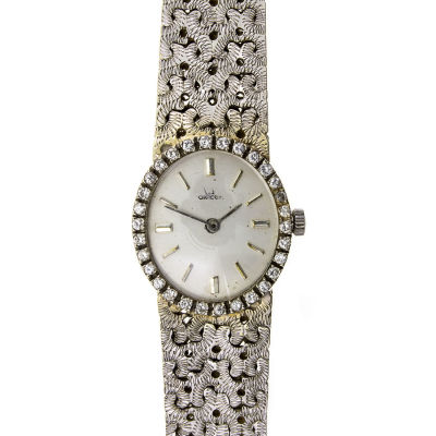 שעון יד לאישה זהב לבן 18 קראט ויהלומים. 

