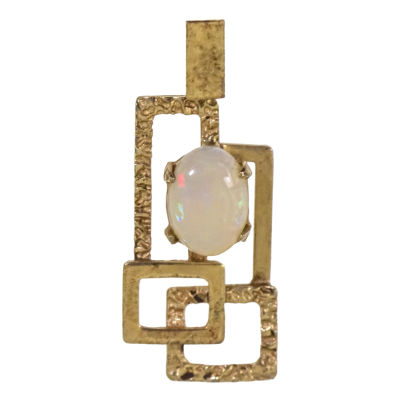 14k Yellow Gold and Opal Pendant. 
Oval oval 9.5x7mm. 
Marked. 
2.8x1.4cm. 
2.64gr.