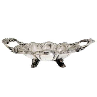 Silver Oval Two Handled Bowl, Germany, 19th Century. 
Marked (750). 
Delicate 