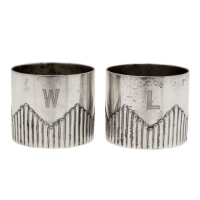 Pair of Silver Napkin Rings, Germany, Circa 1900. 
One monogrammed W and the other 