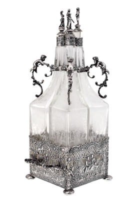 Set of Four Silver and Crystal Cruet, J.D. Schleissner & Sohne, Hanau, Circa 1900. Set of Four 
