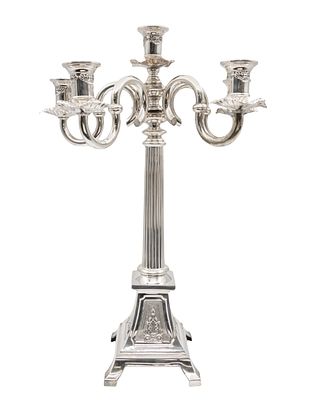 Huge! Sterling Silver Six Light Candelabra.
Marked.
Height: 67cm.
2485gr (NOT WEIGHTED)