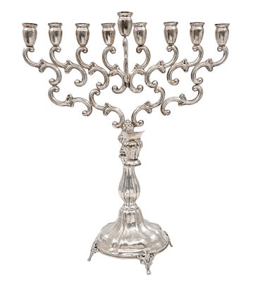 Sterling Silver Hanukkah Lamp Menorah. Sterling Silver Hanukkah Lamp Menorah, Judaica.