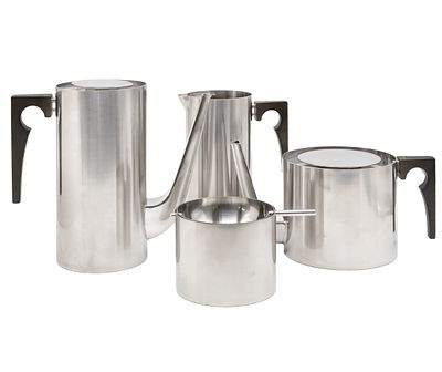 Arne Jacobsen for Stelton Cylinda Stainless Steel Tea & Coffee Set. Arne Jacobsen for Stelton