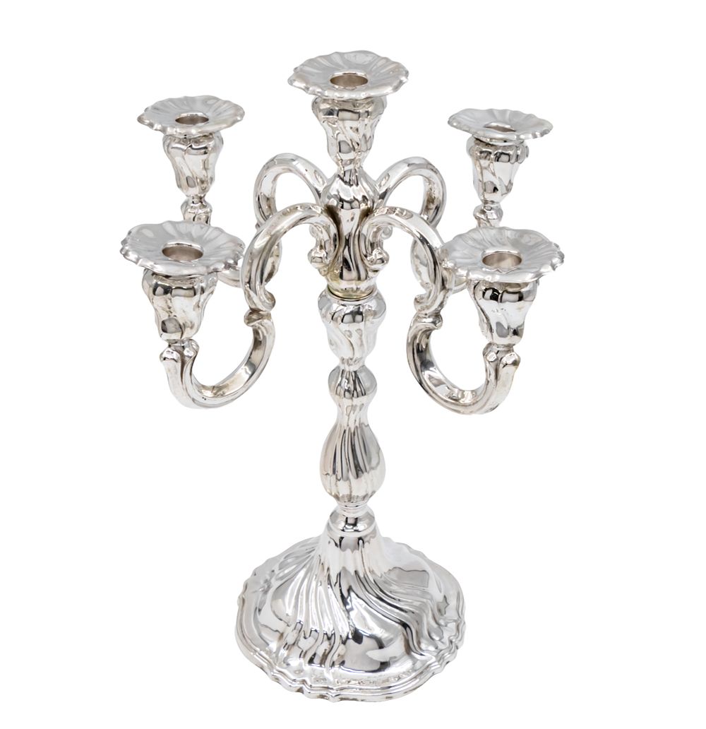 Hazorfim Silver Five Light Candelabra. 
Marked (800). 
Height: 37.5cm. 
580gr.