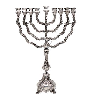 Hazorfim Large Sterling Silver Hanukkah Lamp Menorah. Hazorfim Large Sterling Silver Hanukkah